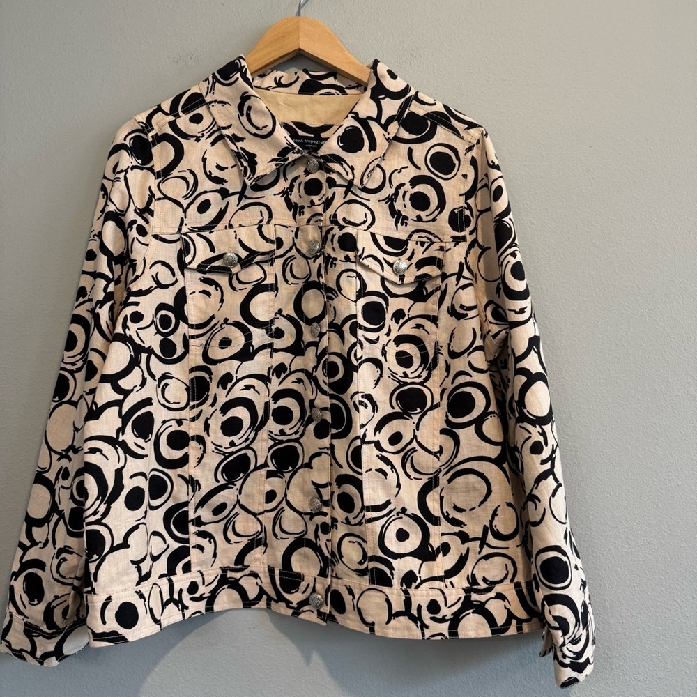 Saint Tropez West Linen Jacket Artsy 1X
